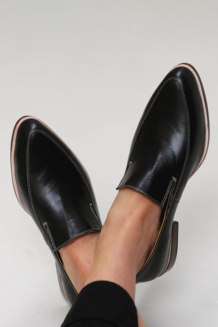 Eilish | Women's Slip-On Loafer Pointed Toe Flat - Black - Image 1