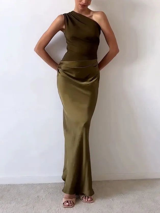 Anita | Fall Wedding Guest Pleated Maxi Dress