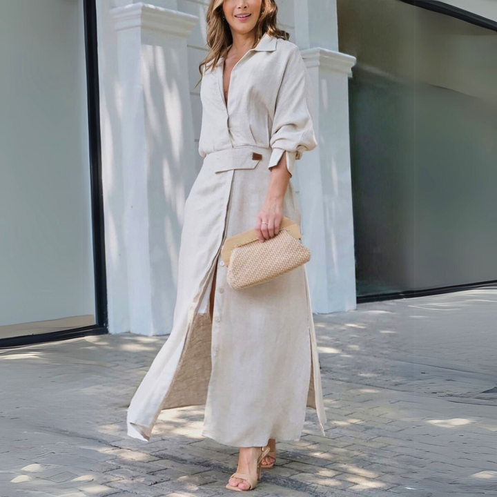 Amara | Fall Wedding Guest Maxi Dress V-Neck