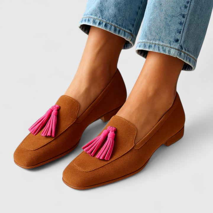 Jade | Women's Tassel Loafer Flats - Brown - Image 1
