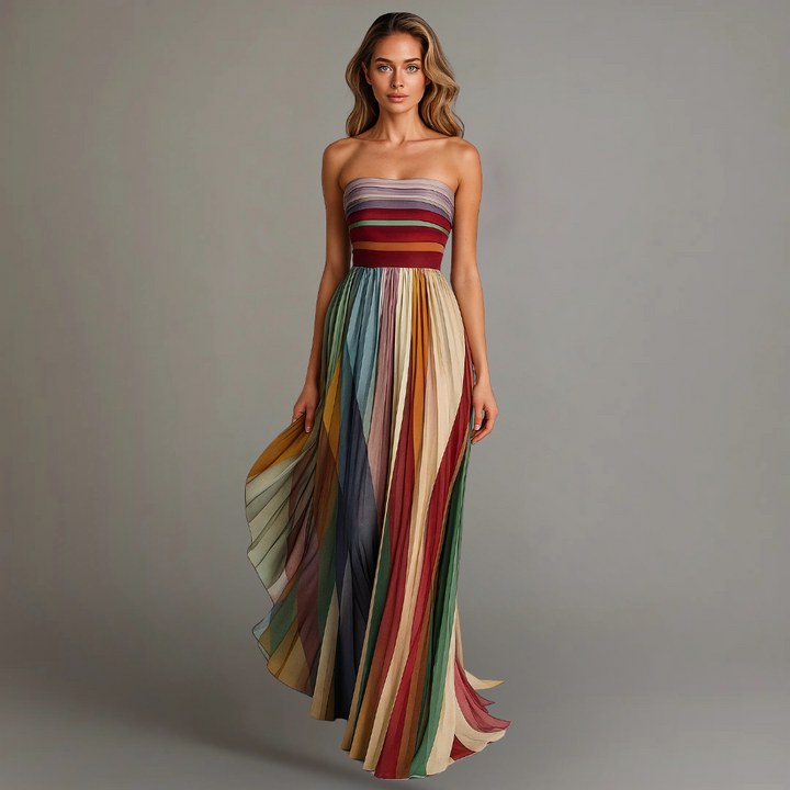 Judith | Fall Wedding Guest Pleated Maxi Dress Strapless