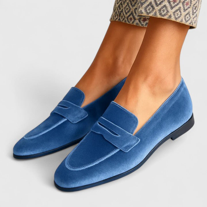 Jane | Women's Penny Loafer Flats - Blue - Image 1