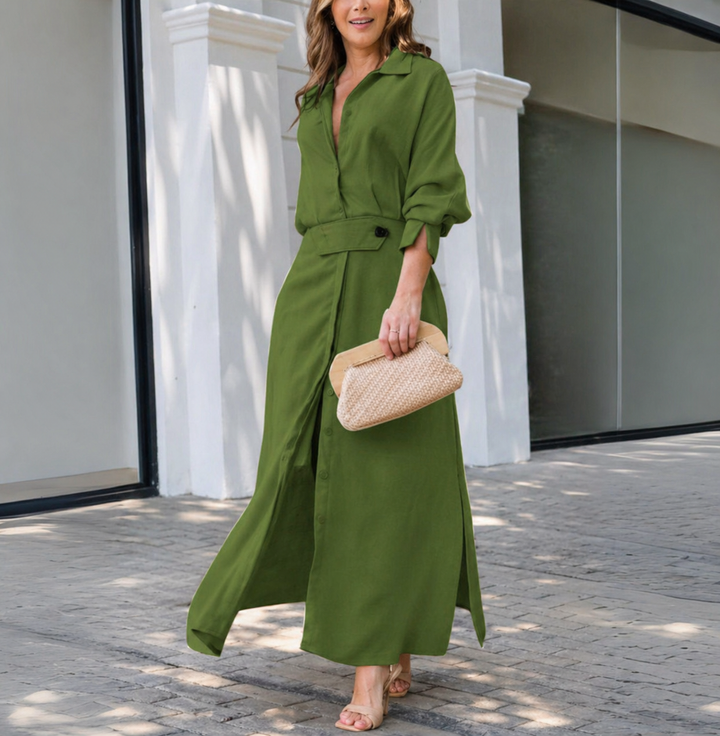 Amara | Fall Wedding Guest Maxi Dress V-Neck