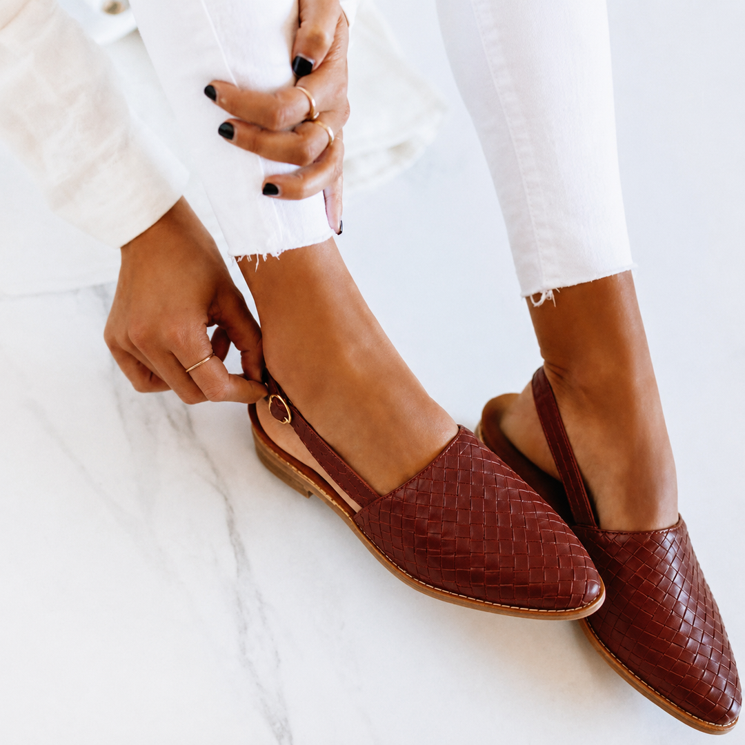 Donna | Women's Woven Slingback Pointed Toe Flats - Image 1