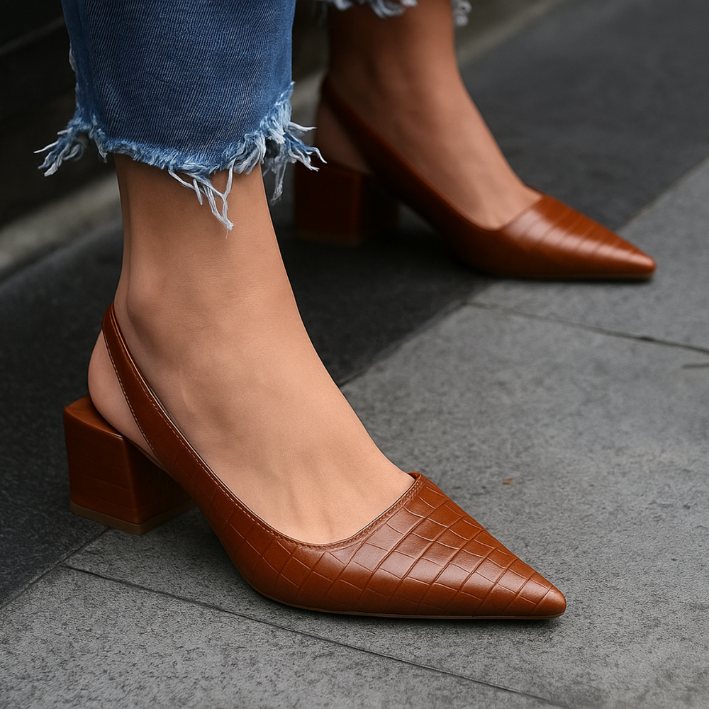 Alexis | Women's Pointed Toe Low Block Heel Slingback - Image 2