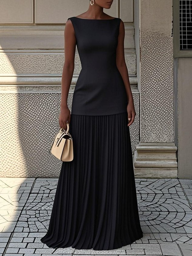 Eliza | Fall Wedding Guest Pleated Maxi Dress