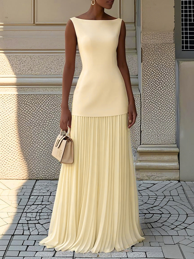 Eliza | Fall Wedding Guest Pleated Maxi Dress