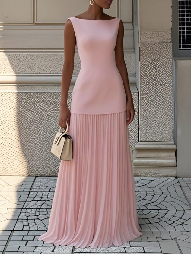 Eliza | Fall Wedding Guest Pleated Maxi Dress