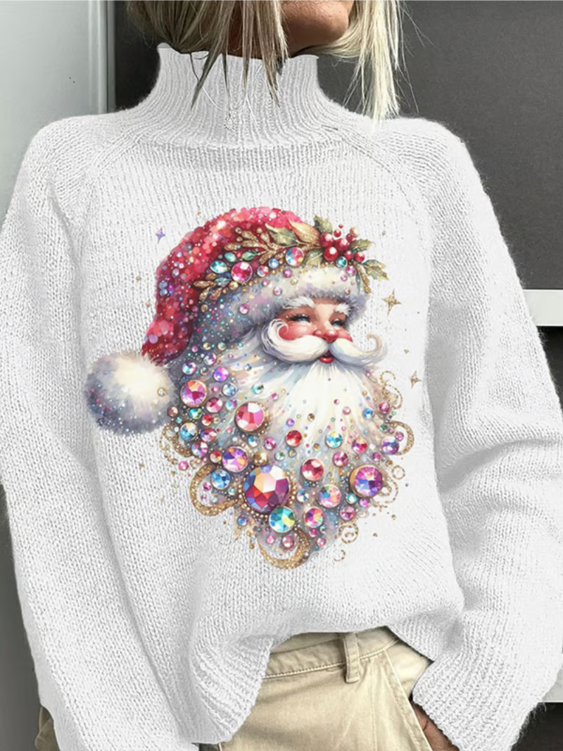 Gloria | Christmas Sweater with Sparkling Santa