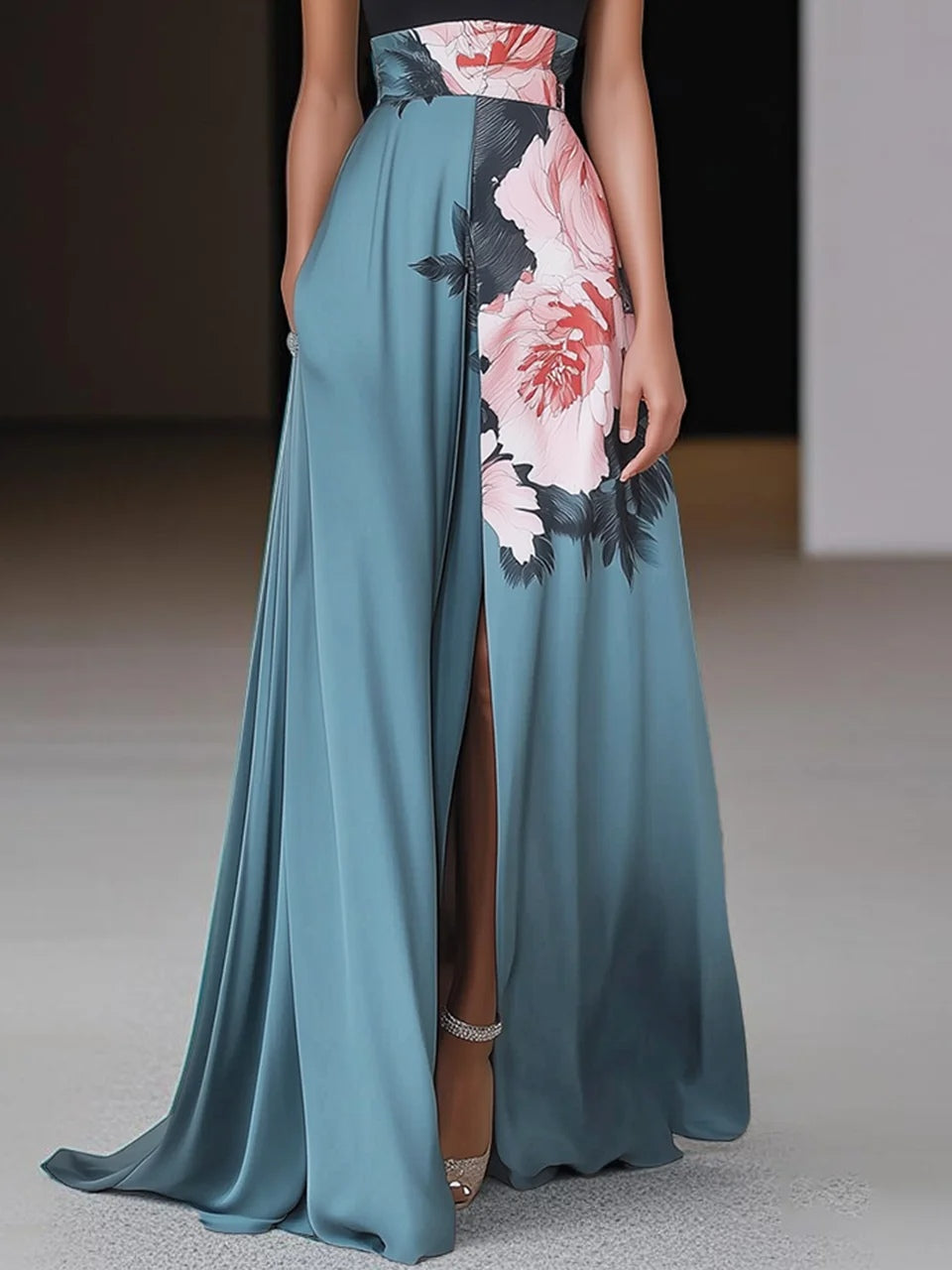 Janelle | Fall Wedding Guest A -Line Maxi Dress