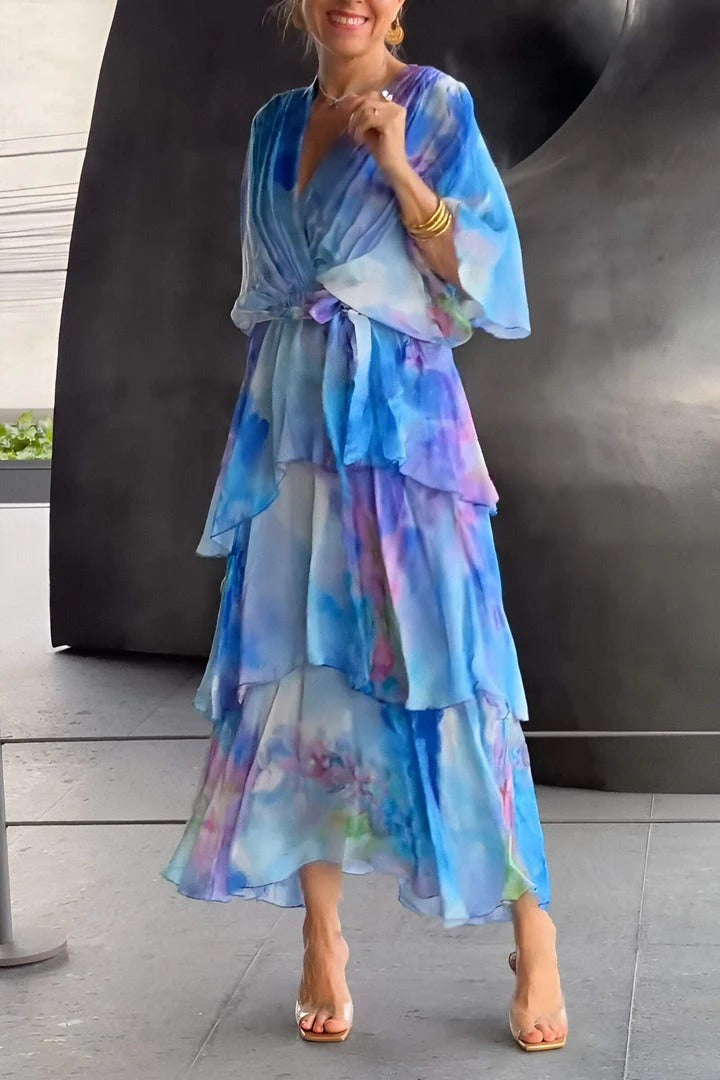 Adrienne | Women's V Neck Wrap Maxi Dress - Image 2
