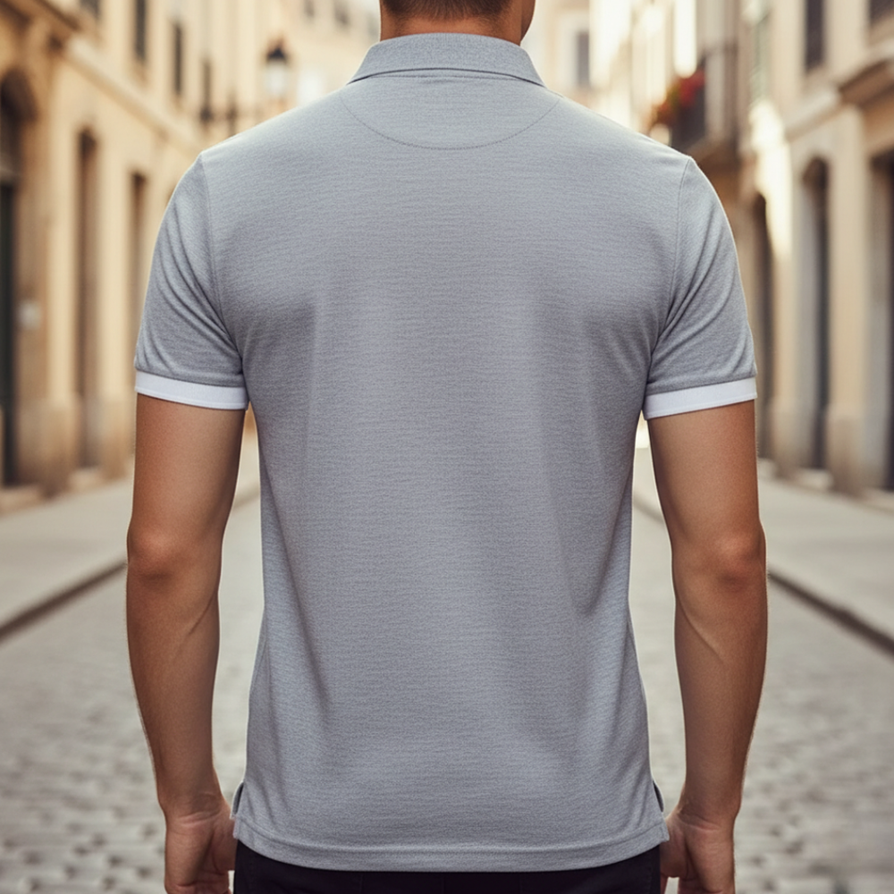 Aldric | Men's Short Sleeve Regular Fit Polo Shirt - Grey - Image 2