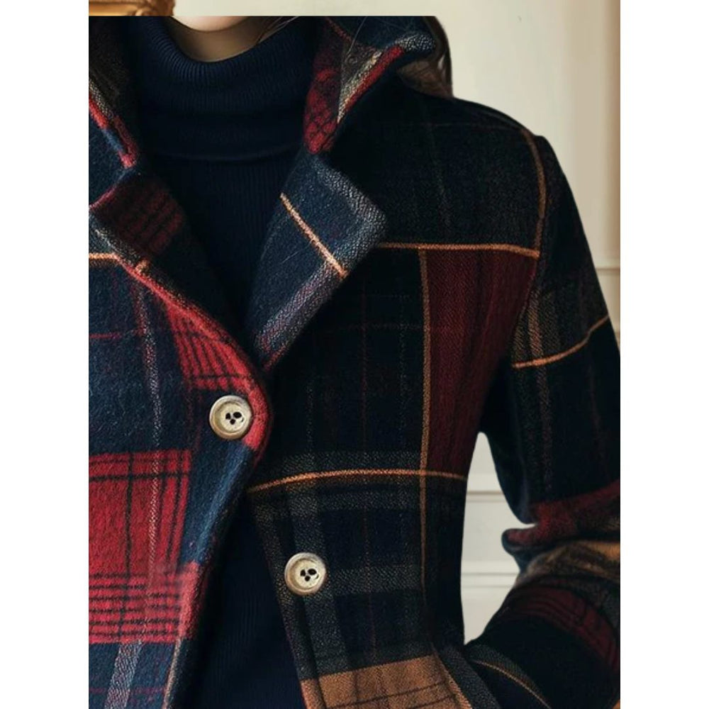 Aldrine | Women's Plaid Wool Blazer Jacket - Image 2