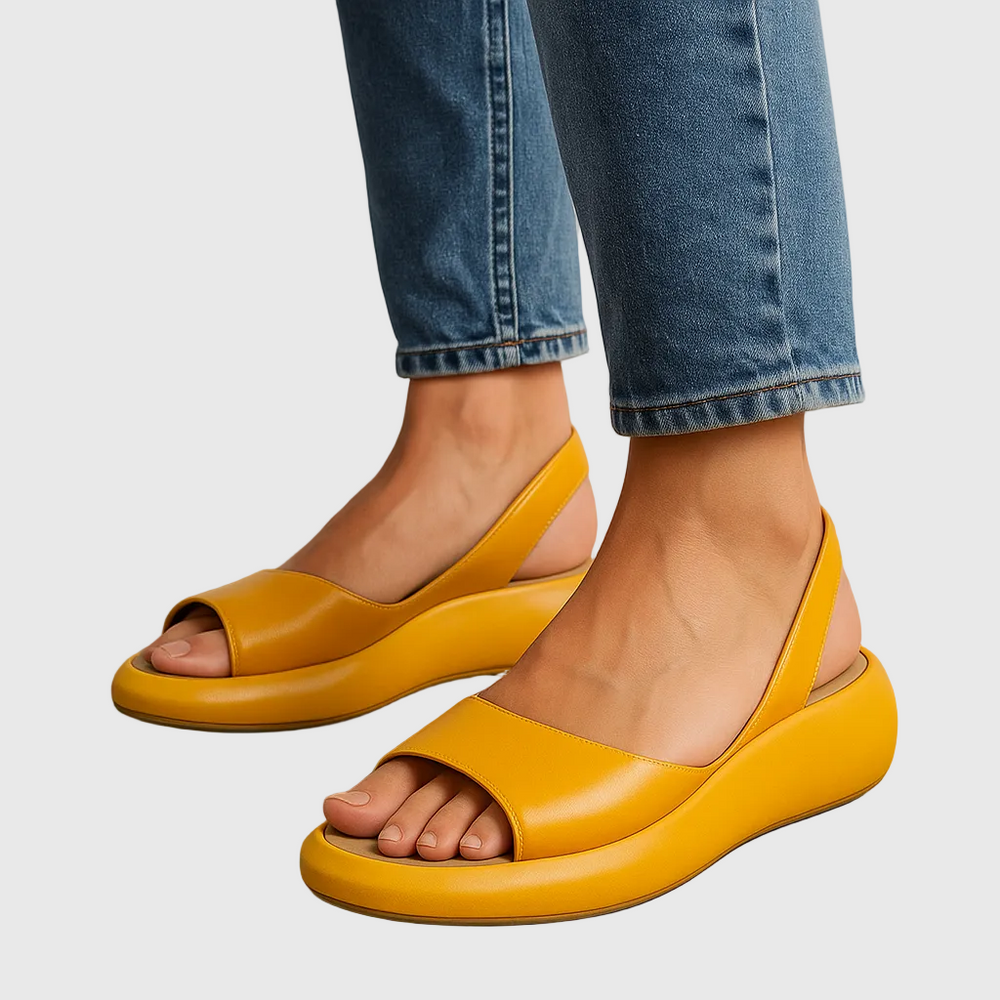 Amelia | Women's Open Toe Slip-On Sandals - Orange - Image 2