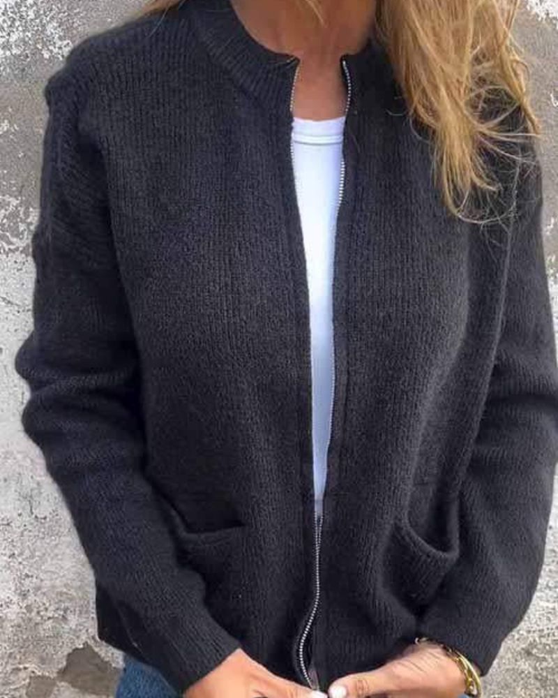 Araminta | Women's Zip Up Long Sleeve Cardigan - Image 2