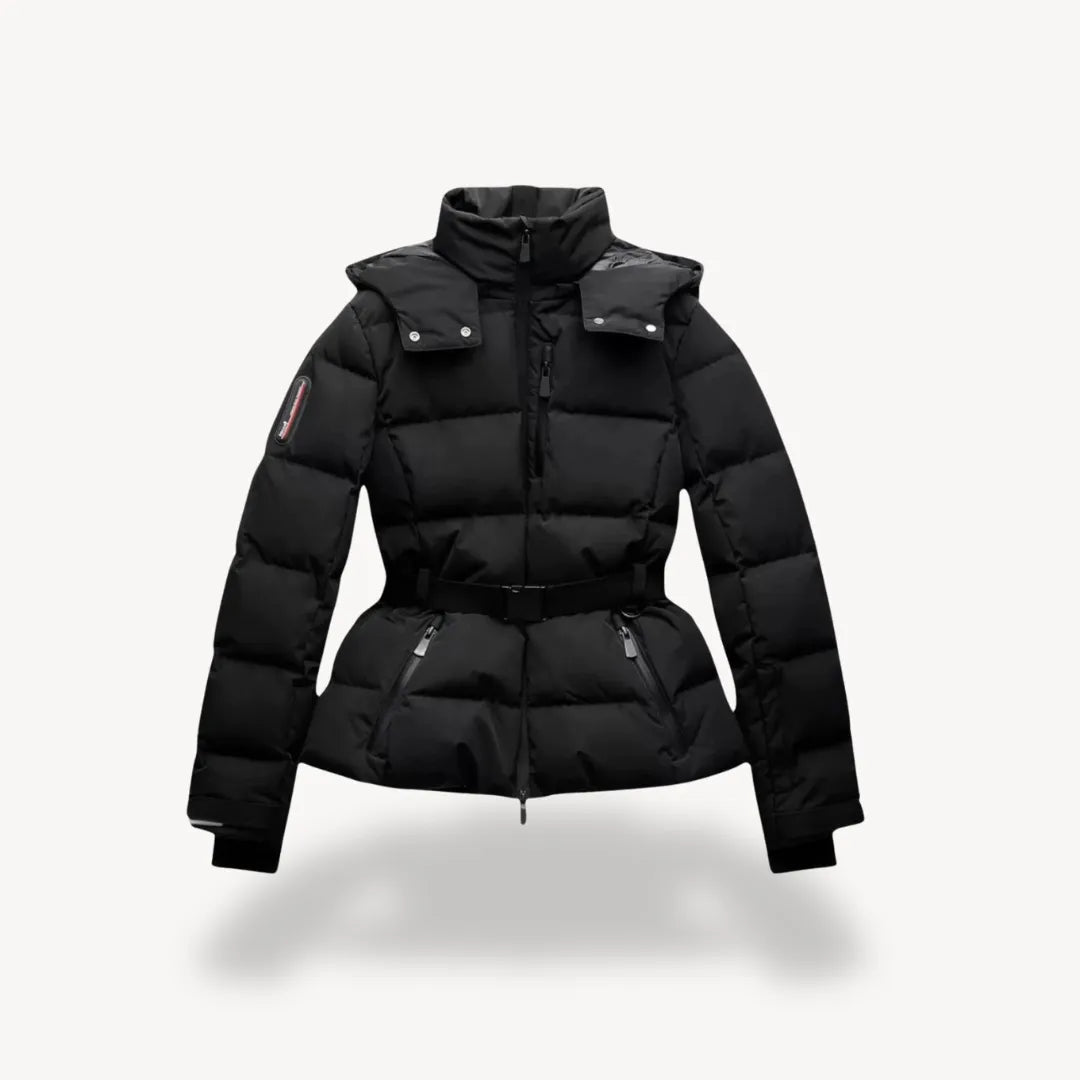 Arvelle | Women's Belted Hooded Puffer Jacket - Black - Image 1