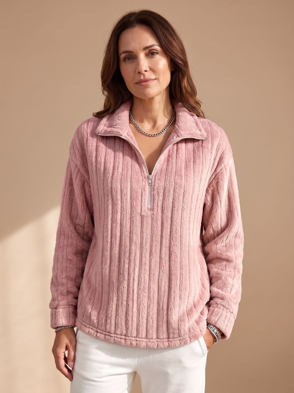 Brelvyn | Women's Fleece Half-Zip Pullover Sweater - Image 2