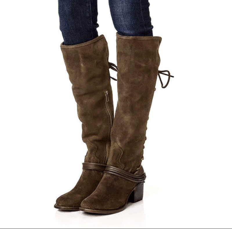 Bryndell | Women's Knee High Lace-Up Block Heel Boot - Image 2