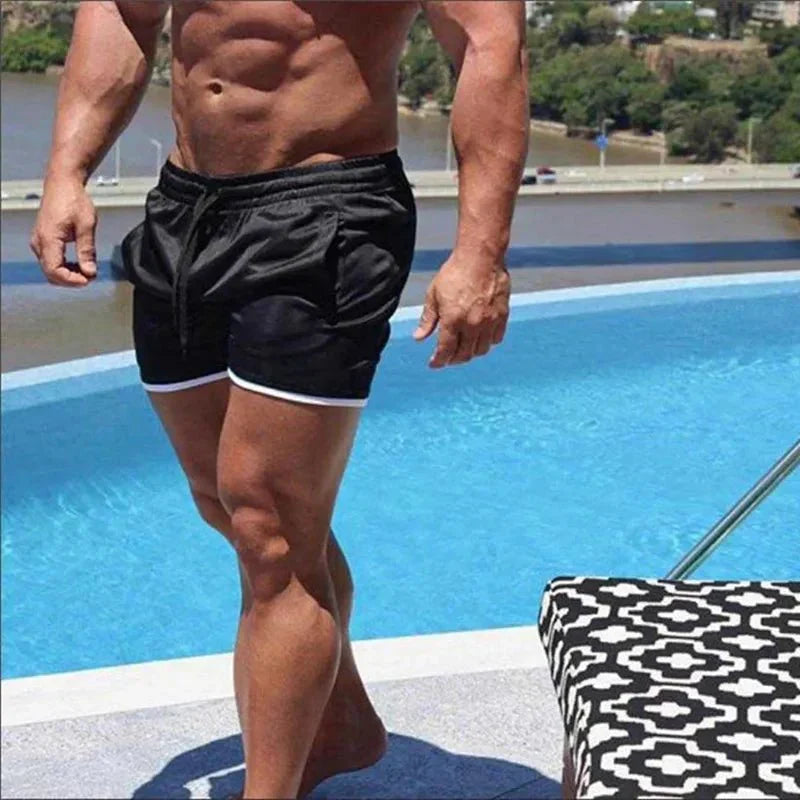 Caelum | Men's Quick Dry Swim Shorts Drawstring - Black - Image 2