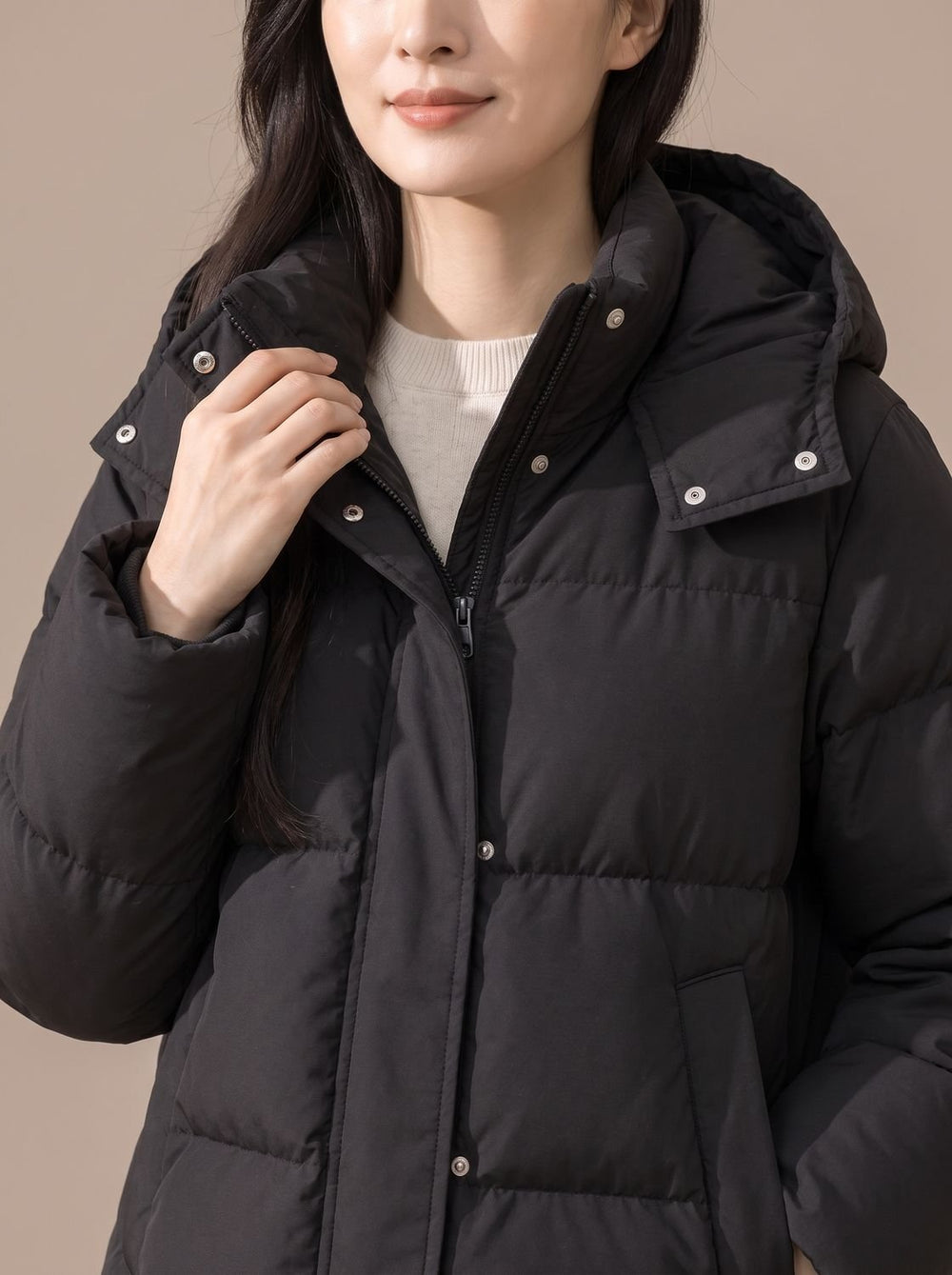 Caldeva | Women's Hooded Puffer Jacket - Black - Image 2