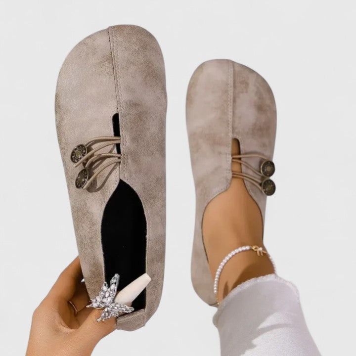Camille | Women's Black Button Detail Loafers - Image 2