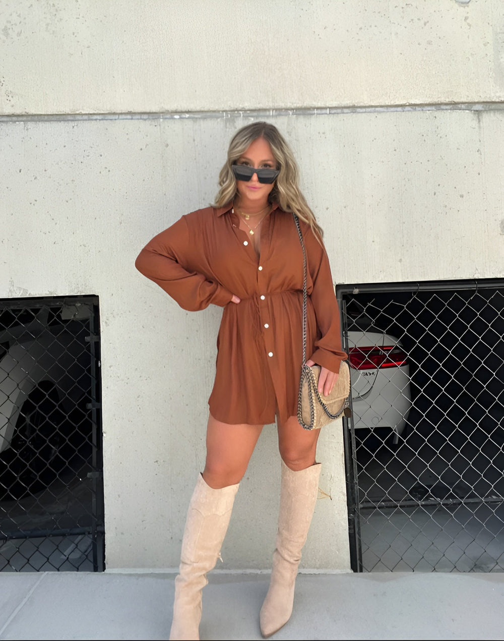 Catalina | Women's Button Down Long Sleeve Shirt Dress - Burgundy - Image 2