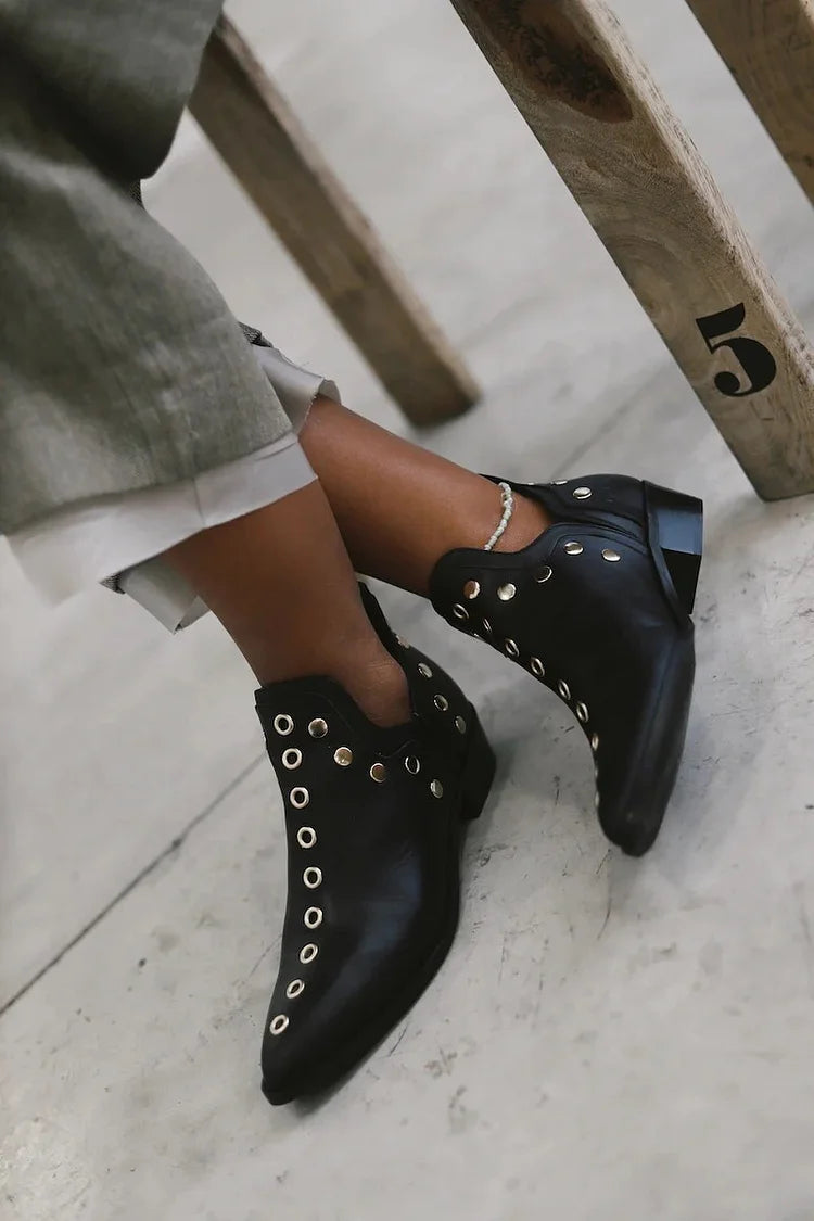 Cavrelle | Women's Studded Ankle Boots - Black - Image 1