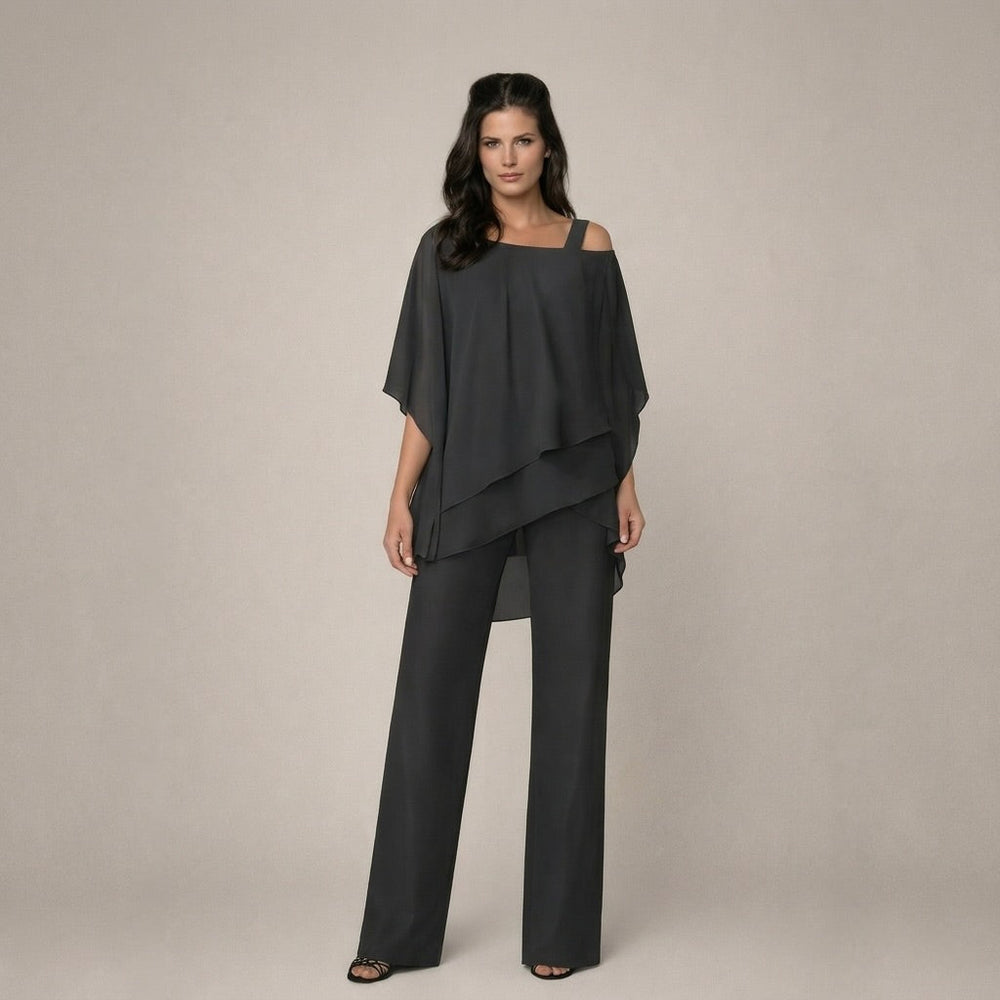 Celeste | Women's Off Shoulder Top Wide Leg Pants Set - White - Image 2