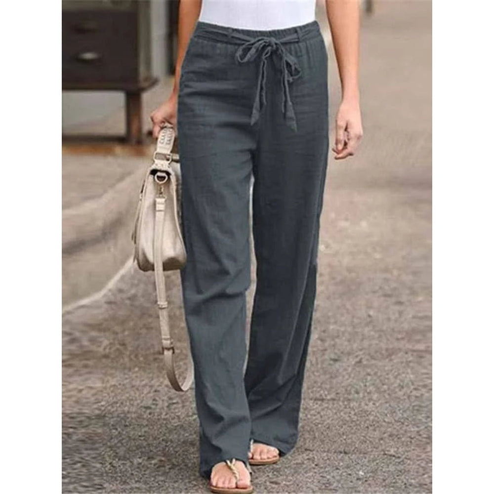 Cressida | Women's Wide Leg Drawstring Palazzo Pants - Navy - Image 2