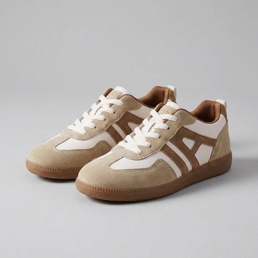 Dahlia | Women's Low Top Lace Up Casual Sneakers - Beige - Image 2