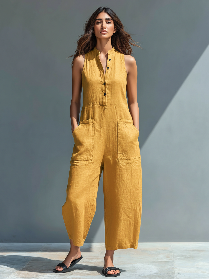 Darya | Women's Sleeveless Wide Leg Jumpsuit - Black - Image 2