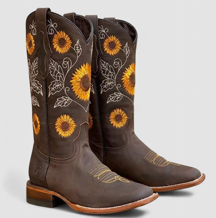 Dawnell | Women's Orthopedic Western Cowboy Boots - Camel - Image 2