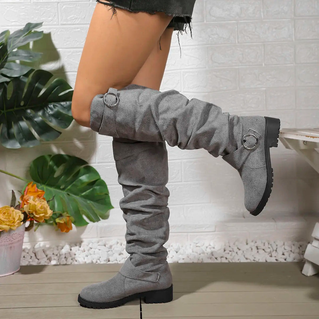 Dravelle | Women's Slouchy Knee-High Boots - Image 1