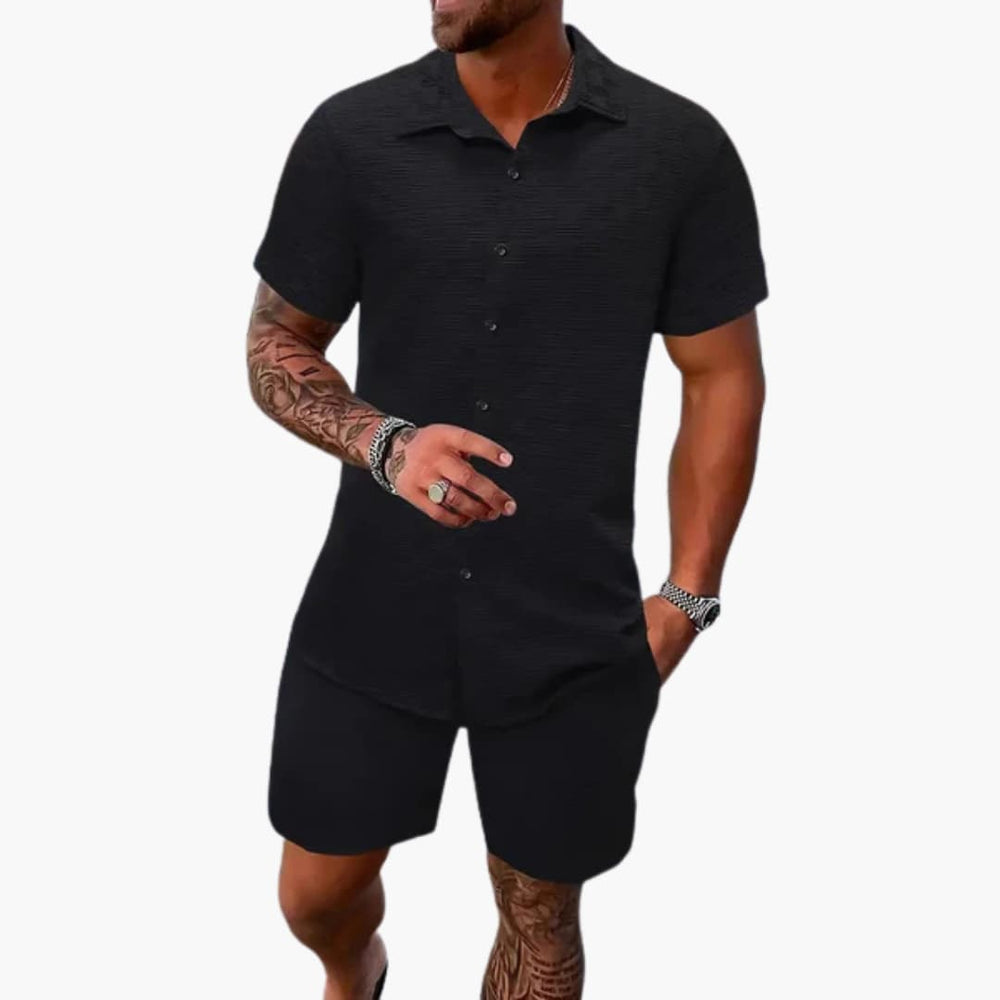 Draven | Men's 2 Piece Short Sleeve Shirt & Shorts Set - White - Image 2