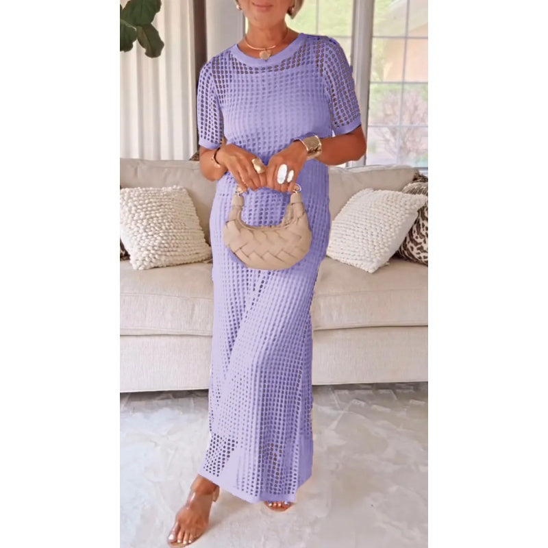 Estelle | Women's Cut Out Mesh Maxi Dress - Purple - Image 1