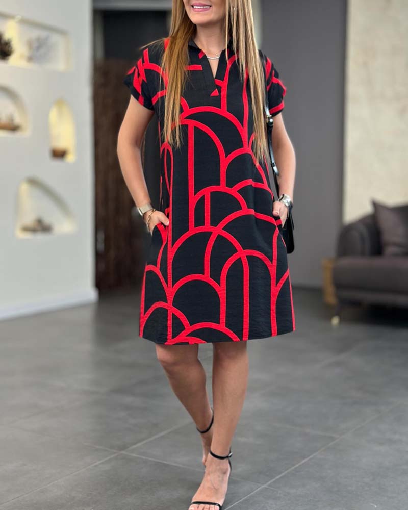 Evelynn | Women's Short Sleeve Printed Midi Dress - Image 2