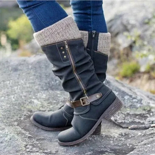 Gwendra | Women's Knee-High Boots with Knit Cuff - Image 1