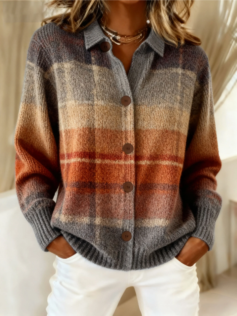 Halvorne | Women's Plaid Cardigan Sweater - Image 1
