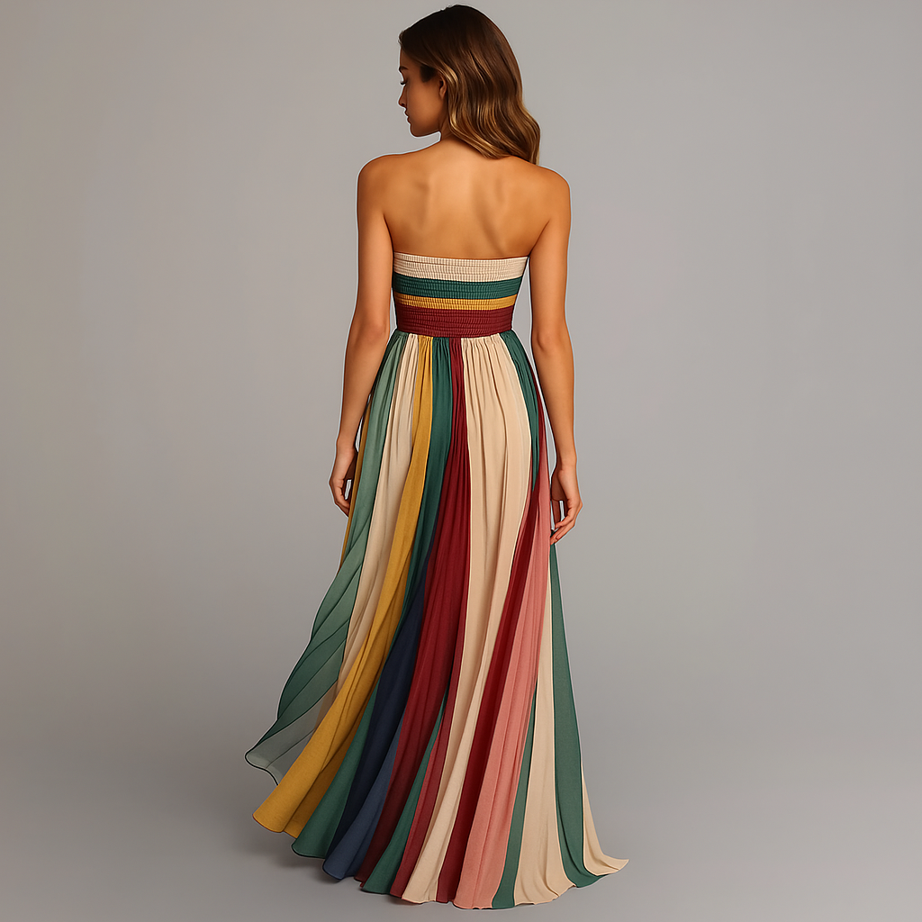 Judith | Fall Wedding Guest Pleated Maxi Dress Strapless