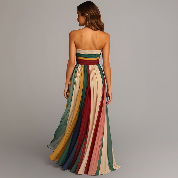 Judith | Fall Wedding Guest Pleated Maxi Dress Strapless