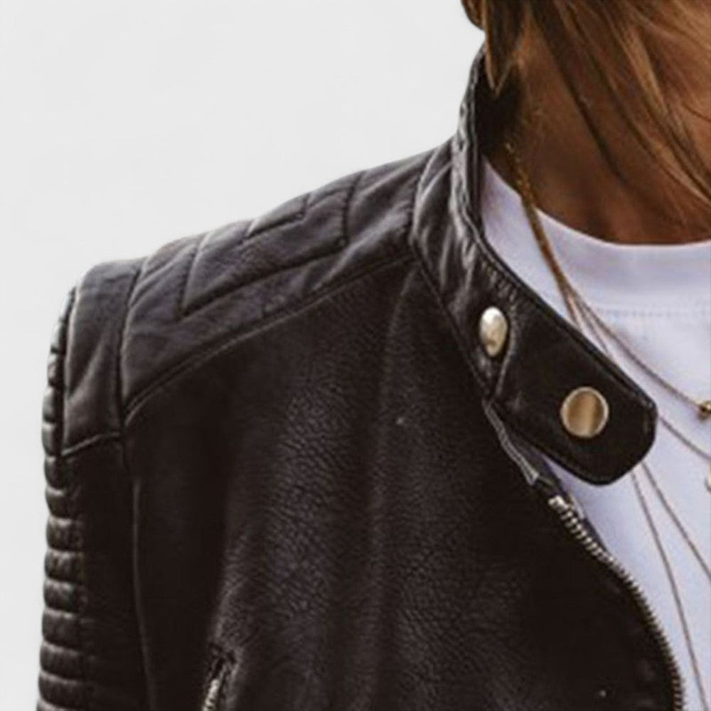 Jocelyn | Women's Black Moto Jacket - Black - Image 2