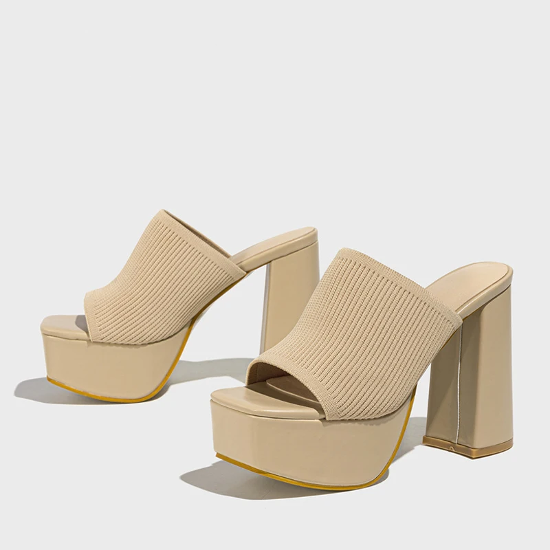 Junette | Women's Chunky Platform Knit Sandals - Image 2