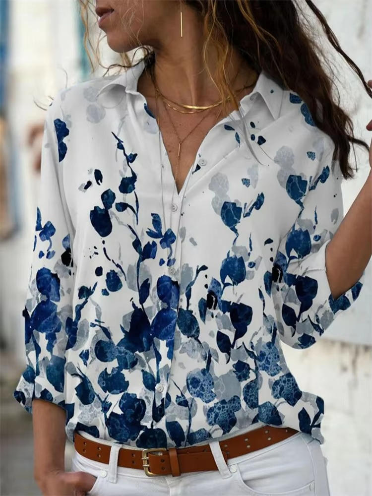 Kieran | Women's Geometric Print Long Sleeve Button Shirt - Image 2