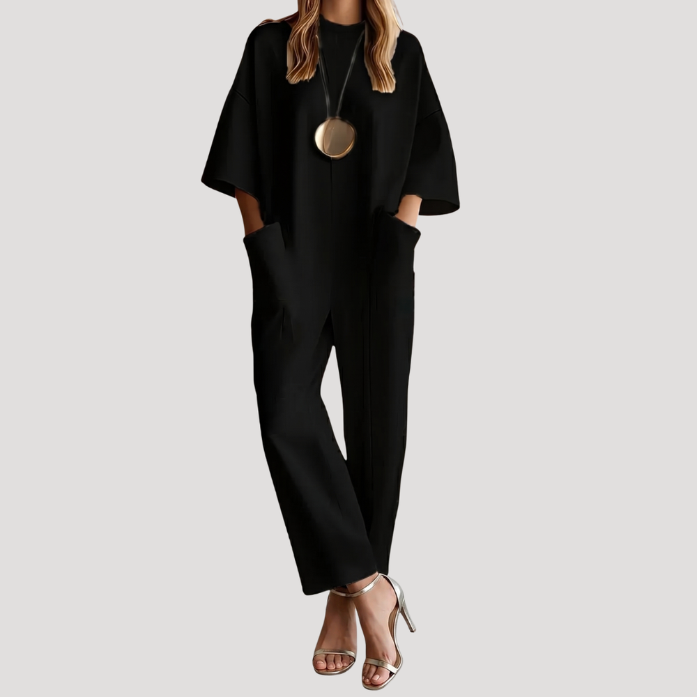 Lennox | Women's Wide Leg Short Sleeve Jumpsuit - White - Image 2