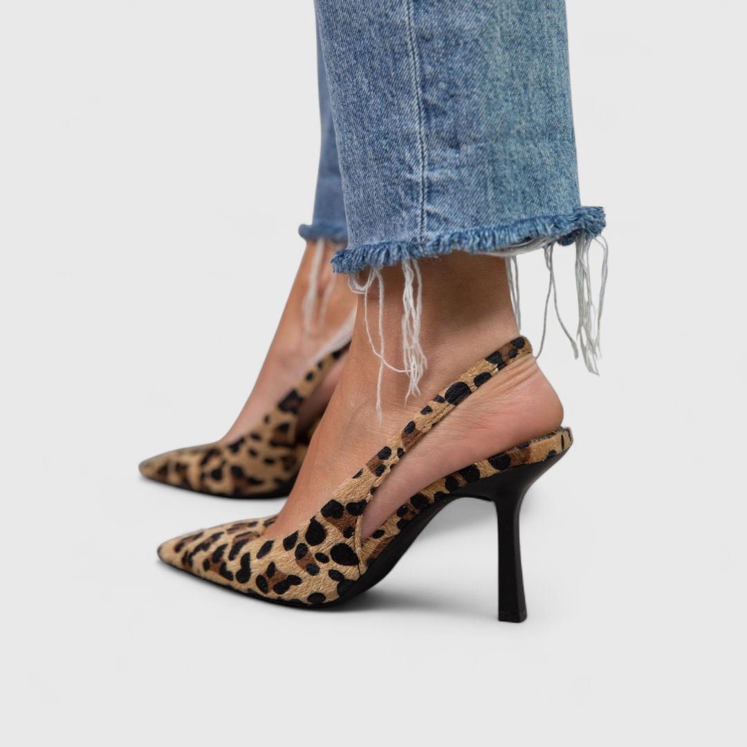 Marcella | Women's Leopard Print Slingback Stiletto Heels - Leopard - Image 1
