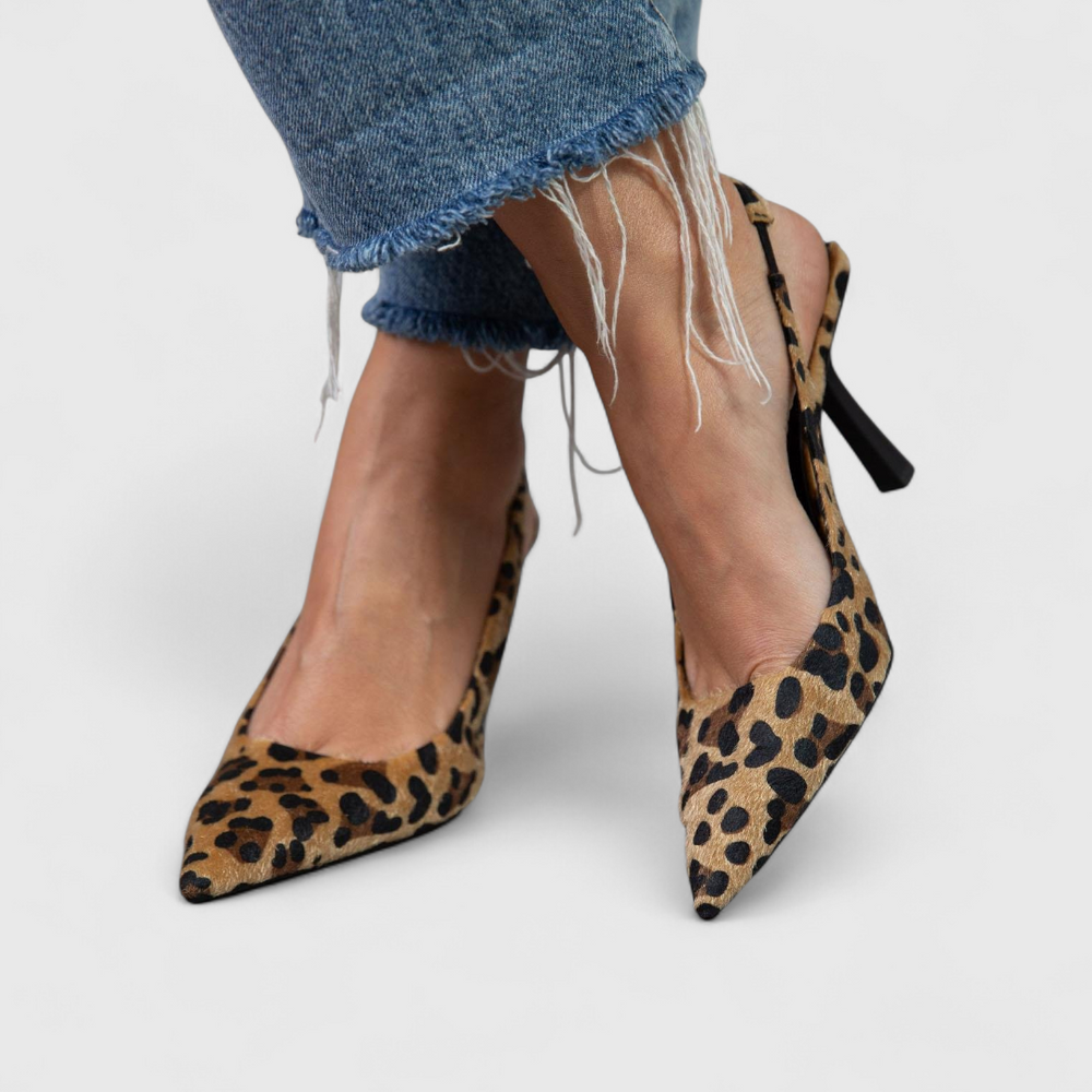 Marcella | Women's Leopard Print Slingback Stiletto Heels - Leopard - Image 2