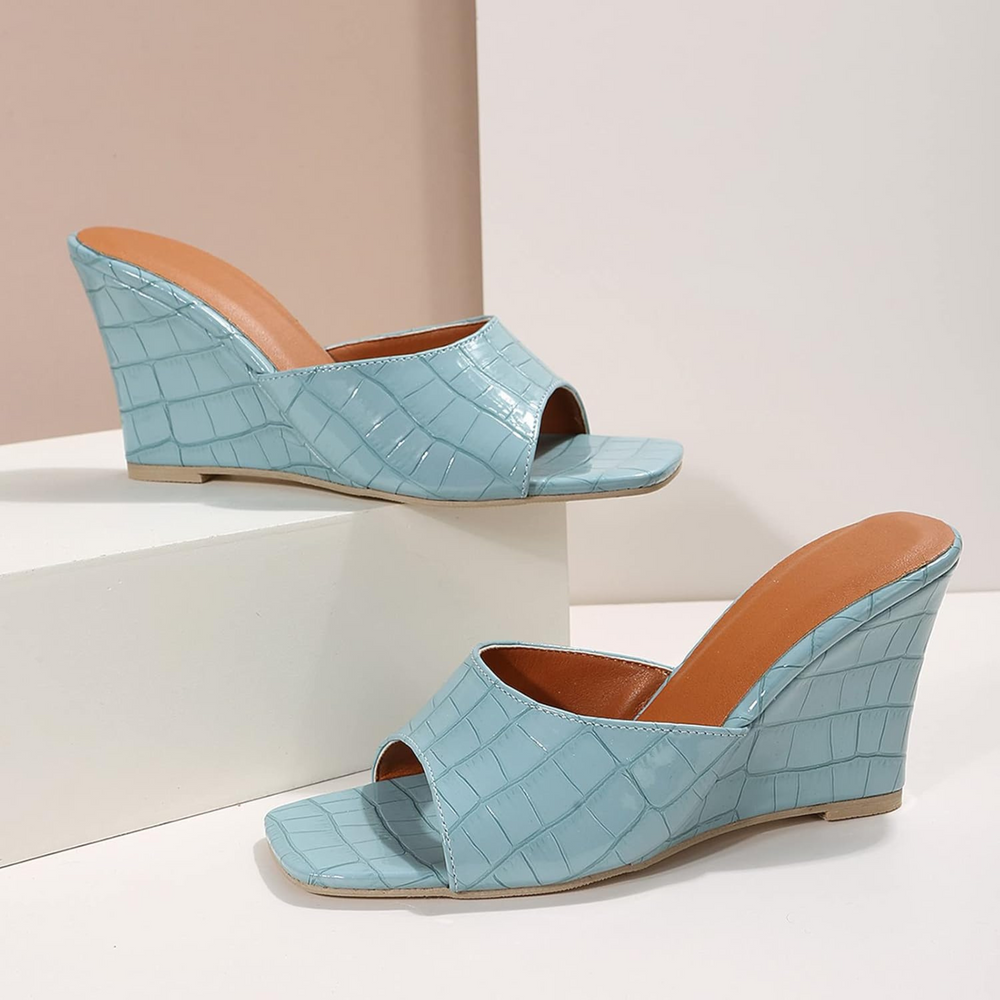 Naia | Women's Croc Textured Wedge Sandals - Image 2
