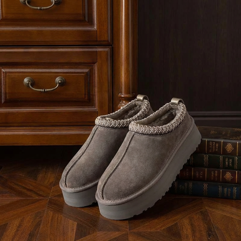 Nelvara | Women's Winter Slip-On Shearling Boot - Grey - Image 1
