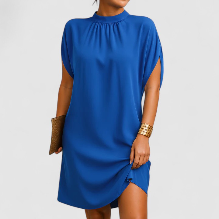 Octavia | Women's Mock Neck Split Sleeve Midi Dress - Image 2