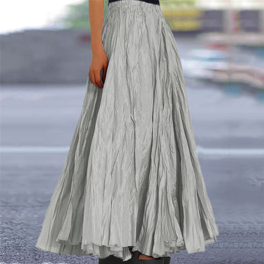 Ondine | Women's Flowy Pleated A-Line Maxi Skirt - Khaki - Image 2
